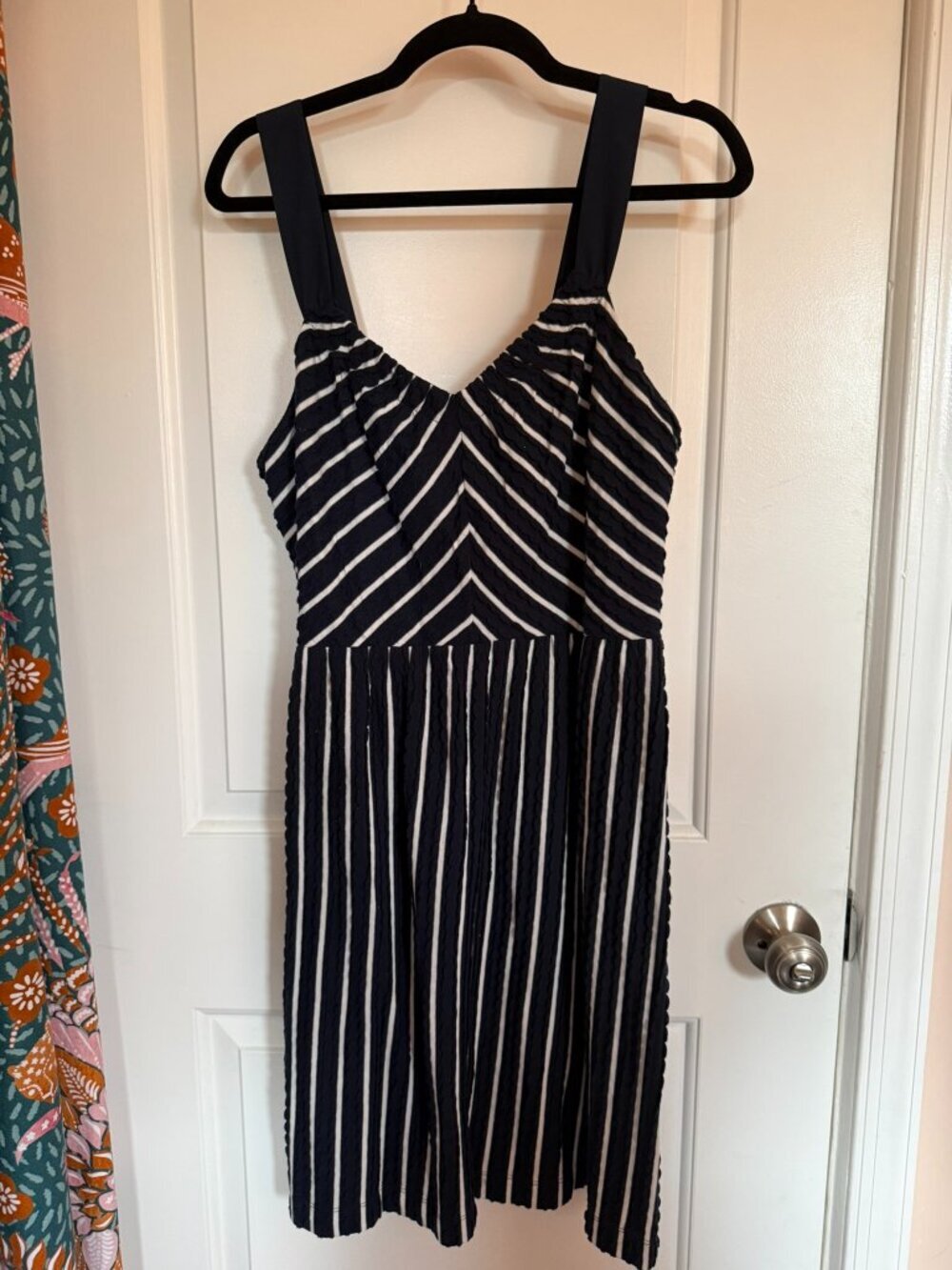 LOFT Navy & White Striped Sundress